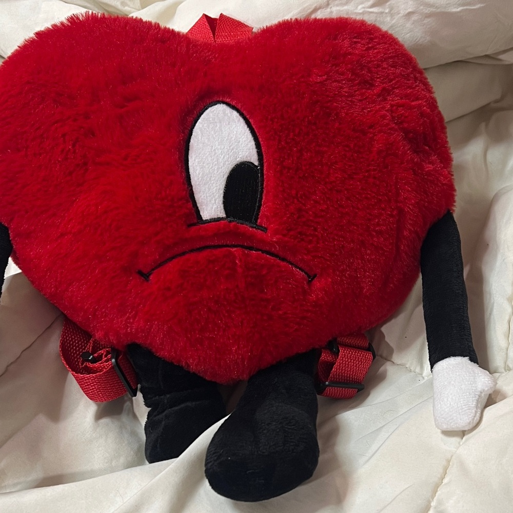 Bad bunny Red Heart Plush Backpack